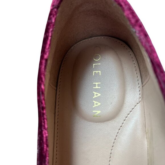 Cole Haan Cordovan Velvet Stassi Loafers Bordeaux Women's Size 8 *No Chain - Picture 8 of 11